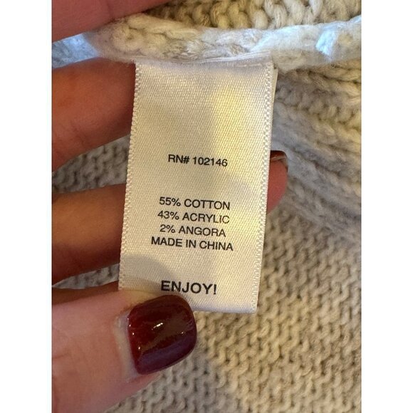 Michael Stars Ivory And Tan Heathered‎ Mock Neck Long Line Cardigan Sweater 2 - Picture 8 of 9